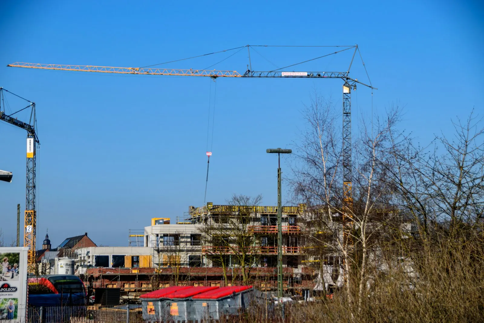 Civil infrastructure construction work at a project site